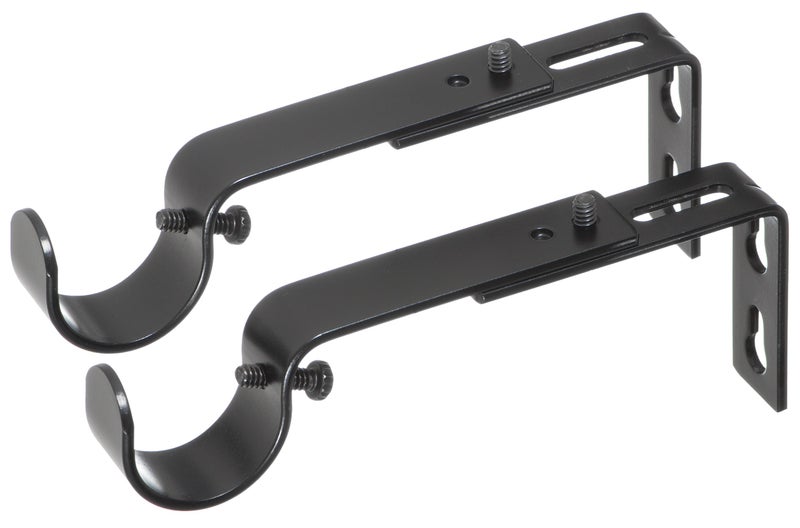 Ivilon Adjustable Brackets for Curtain Rods - for 1 or 1 1/8 Inch Rods. Set of 2 - Black - Image 2